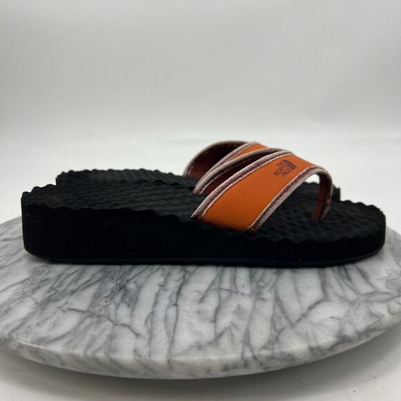 The North Face Sandals Womens 9 Foam Thong Flip Flop Orange Black Slip On - Picture 2 of 14